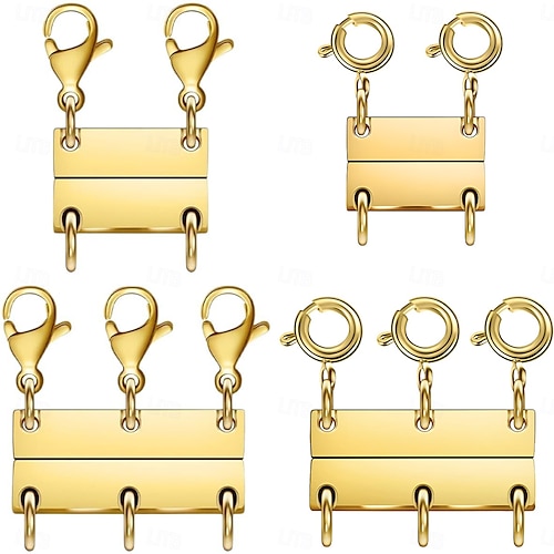  4 peças de fechos de colar em camadas - separador de ouro 18k para camadas, fechos magnéticos múltiplos e fechos para extensor de corrente feminina