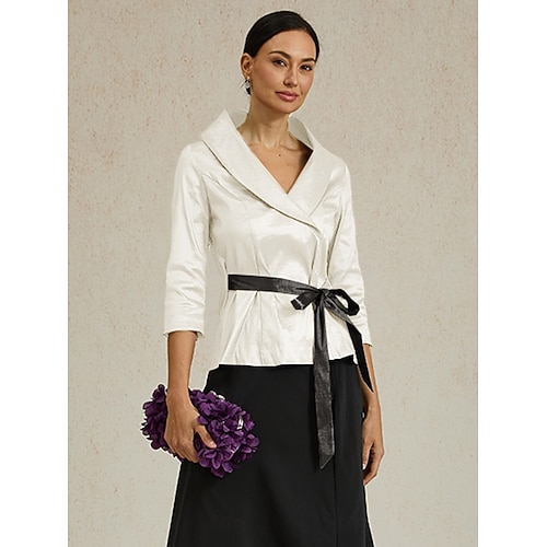  Dame Dressy topper Kveldstopper Elegant Stilfull Fritid V-hals Svart Sommer Høst