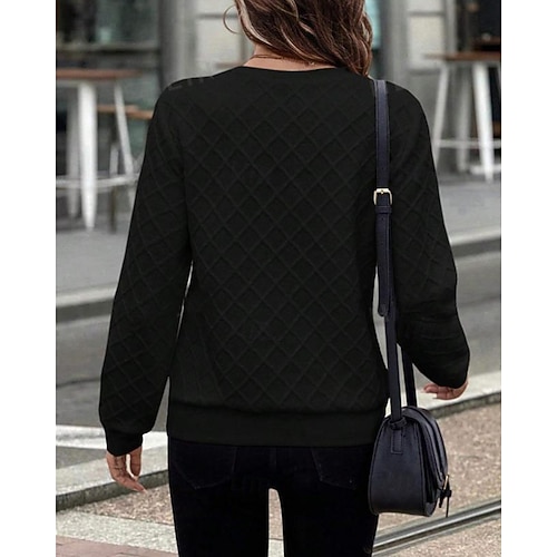  Per donna Felpa con texture Felpe Felpe con cerniera Semplice Streetwear Casual Comodo Manica Lunga Collo Alto Top Regolari Streetwear Ferie Uscire Zip a un quarto Bianco Primavera Autunno