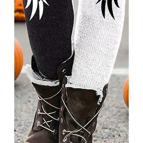  Dam Byxor Damasker Mysiga leggings Streetwear Ledigt Fullängd Hög midjaPantsHalloween Färgblock Grafiska tryck Elastisk midja Mönster Mateial som andas Bekväm Elastisk Semester Gata Dagliga kläder