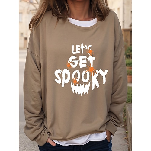  Sweat-shirts d'Halloween pour femmes, graphiques, décontractés, manches longues, col ras du cou, hauts réguliers, imprimés décontractés, noir, bleu, orange, vert, kaki, automne et hiver