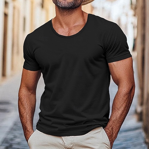  男性用 Tシャツ モイスチャーウィッキングシャツ 半袖 Ｖネック 夏 春 平織り レトロ風 ベーシック カジュアル Ｖネック ビンテージ ストリート カジュアル ブラック ホワイト ピンク メンズトップTシャツ