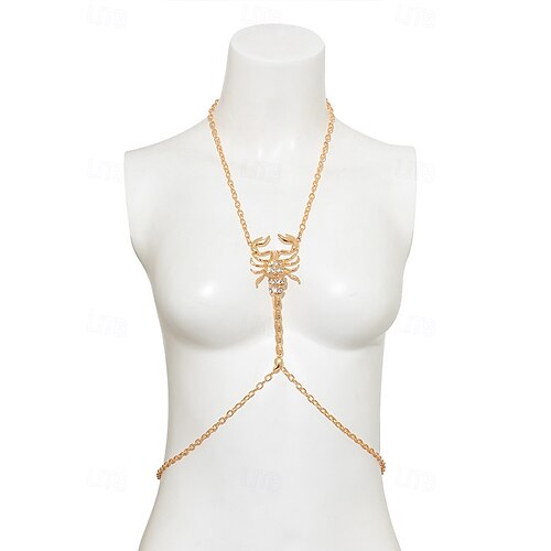  Halloween-schorpioenketting met strass-steentjes voor dames, stoere punkstijl, perfect voor feestoutfits en gewaagde kostuums