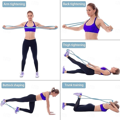 3pcs Figure 8 Exercise Resistance Bands with Handles for Women Men Arms Shoulders Back Legs Keep Shaped, Full Body Fitness Workout Yoga Pulling Rope for Home Gym, 15/25/35 Lbs Elastic Set