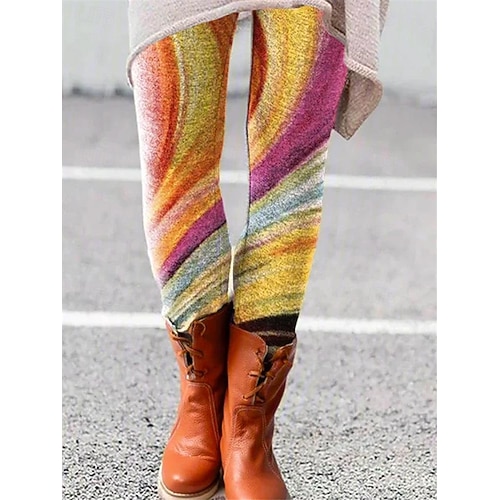  Per donna Pantaloni Leggings Leggings comodi Streetwear Casual Lunghezza intera Vita Alta A righe Elastico in vita Stampato Traspirabilità Confortevole Elasticizzato Vacanza Streetwear Abbigliamento