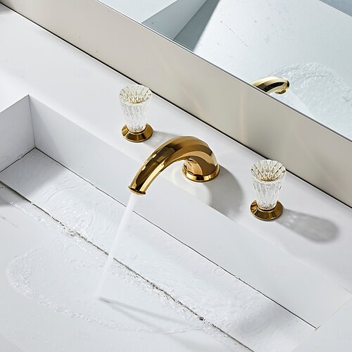  Rubinetto per lavabo - Ampia diffusione Galvanizzato Rubinetto a tre fori Due maniglie tre foriBath Taps