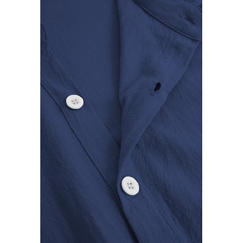  Homme Chemise Chemise en lin Chemise Décontractée Chemise en coton Uni Vacances Rue Noir Blanche Rose Claire Bleu Manche Courte Col Rabattu Été Vêtement Tenue Boutonné