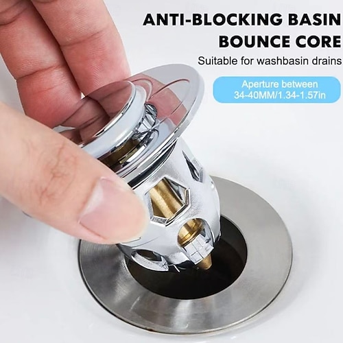 Bouchons de vidange universels pour évier de salle de bain, lot de 2 – Bouchon escamotable à pression avec noyau en laiton &lavabo de cuisine