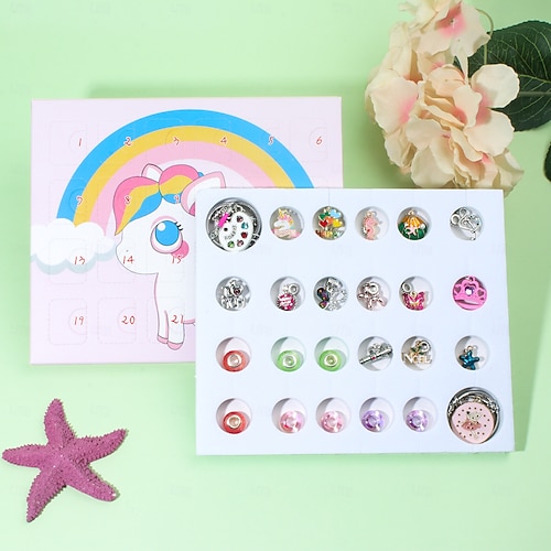 Calendario De Adviento Unicornio 2025 Para Niñas - 24 Días Con Sorpresas: Pasadores, Pulseras, Cartera Y Más