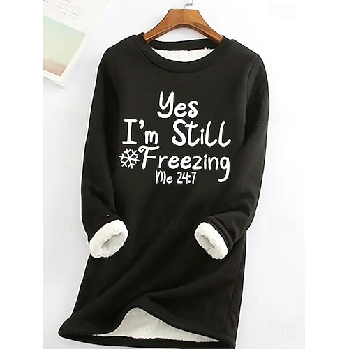  Damen Pullover Sweatshirt Buchstabe Lässig Komfort Langarm Rundhalsausschnitt Rundhals Normale Oberteile Straße Alltagskleidung Druck Schwarz Gelb Rosa Rote Blau Herbst Winter