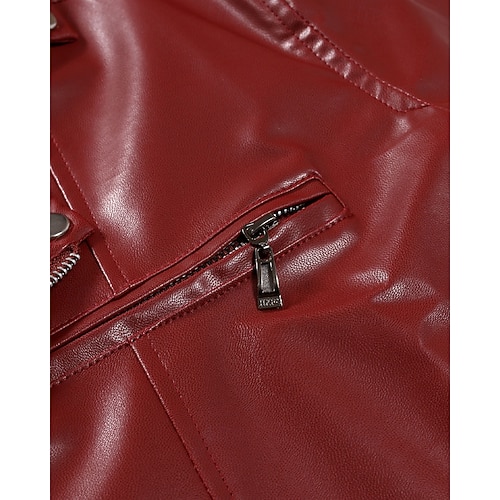  Miesten Nahkatakit Biker takki Moottoripyörä takki Loma Päivittäin Tuulenkestävä Pidä lämpimänä Tasku Syystalvi Tavallinen Muoti Klassinen Kauluskäänne Normaali Musta Rubiini Jackets