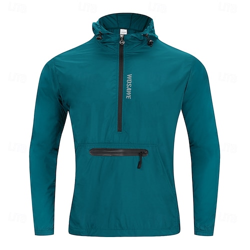  WOSAWE Men's Cycling Jacket Windbreaker Waterproof Rain Jacket Reflective Running Jackets Bike Hooded Packable Raincoat Top Lightweight Breathable Ultraviolet Resistant Fluorescent Mountain Bike Golf