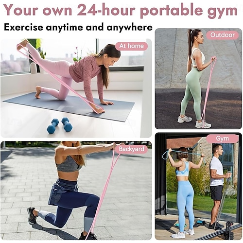  3pcs Figure 8 Exercise Resistance Bands with Handles for Women Men Arms Shoulders Back Legs Keep Shaped, Full Body Fitness Workout Yoga Pulling Rope for Home Gym, 15/25/35 Lbs Elastic Set