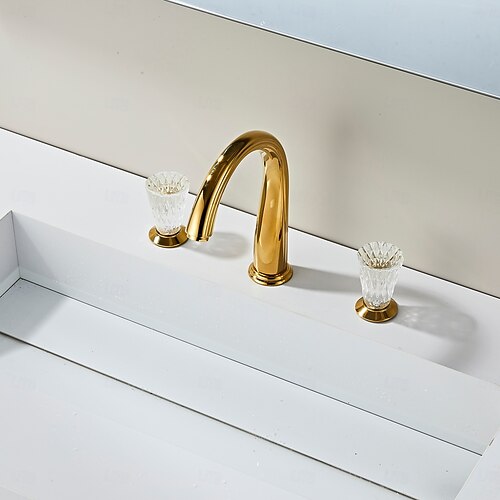  Robinet de lavabo - Classique / Séparé Électroplaqué Diffusion large Deux poignées trois trousBath Taps