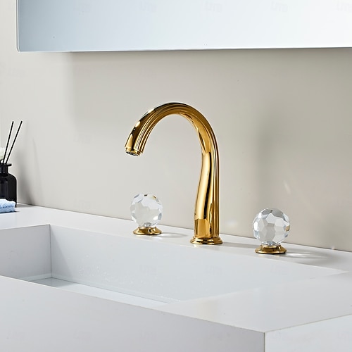  Robinet de lavabo - Classique / Séparé Électroplaqué Diffusion large Deux poignées trois trousBath Taps