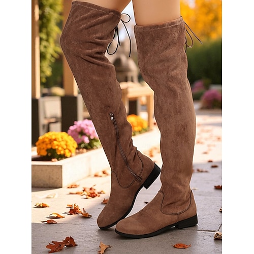 block heel faux suede slouch boots Faux Suede Block Heel Over The Knee Suede Boots Womens Slouch Over The Knee  Thigh High