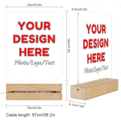  Personalized Photo Night Light Custom Gift Acrylic LED Decorattion USB Powered Warm white Add Your Image The Perfect Holiday Gift for Best Friends Lover and Family