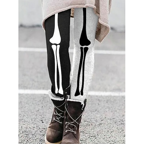  Damen Leggings Urlaub Vintage Mode Knöchellang Hohe TaillePantsHalloween Grafik Halloween Drucken Weich Atmungsaktiv Dehnbar Formell Outdoor Urlaub Schwarz Grün Asche Schwarz und Dunkelgrau Schwarz 1