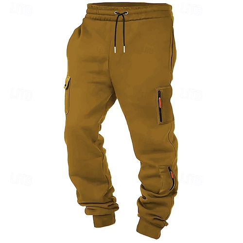  Homens Calças Esportivas Corredor Calças Calça de moletom cargo Com Cordão Bolsos Cintura elástica Tecido Conforto Esportes Diário Moda Casual Preto Branco Micro-Elástica