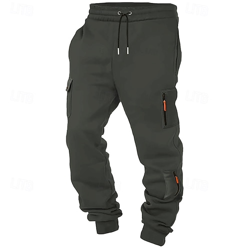  Homens Calças Esportivas Corredor Calças Calça de moletom cargo Com Cordão Bolsos Cintura elástica Tecido Conforto Esportes Diário Moda Casual Preto Branco Micro-Elástica