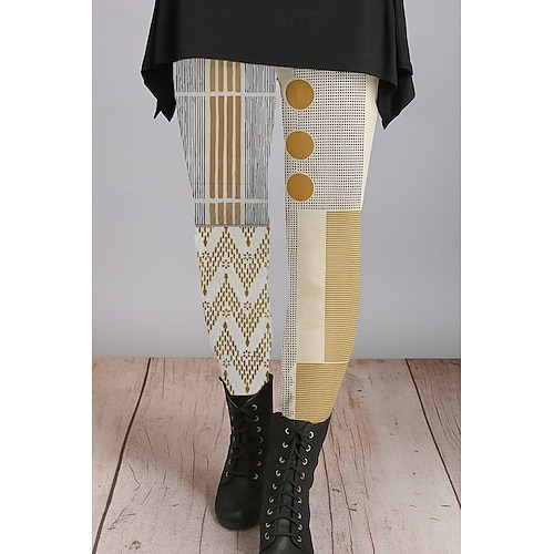  Women's Leggings Vacation Vintage Ethnic Style Ankle-Length High Waist Graphic Abstract 3D Print Quick Dry Breathability Soft Stretchy Outdoor Home Causal Black White Yellow Blue Fall Regular Fit