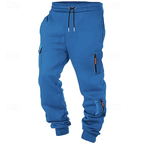  Homens Calças Esportivas Corredor Calças Calça de moletom cargo Com Cordão Bolsos Cintura elástica Tecido Conforto Esportes Diário Moda Casual Preto Branco Micro-Elástica