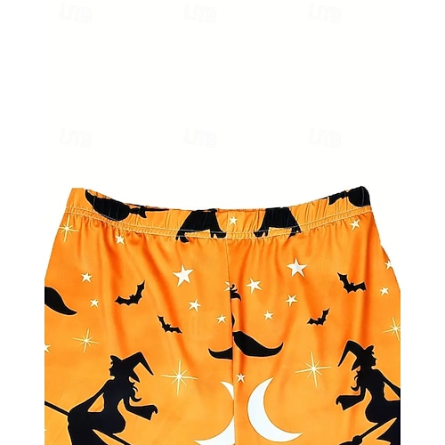 Dámské Kalhoty Legíny Šik ven Na běžné nošení Plná délka Vysoký pasPantsHalloween Grafické tisky Elastický pas Tisk Prodyšnost Pohodlné Elastické Dovolená ulice Denní nošení Oranžová Jaro Podzim Běžný