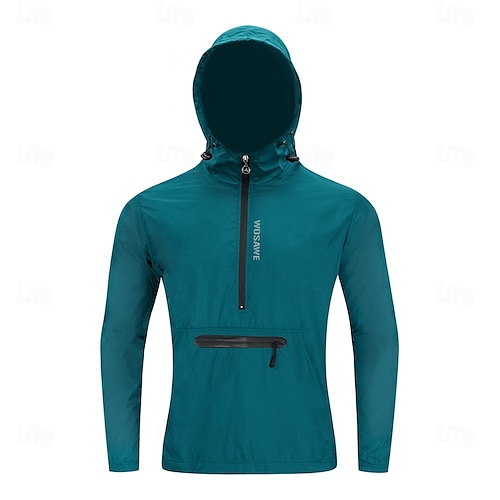  WOSAWE Men's Cycling Jacket Windbreaker Waterproof Rain Jacket Reflective Running Jackets Bike Hooded Packable Raincoat Top Lightweight Breathable Ultraviolet Resistant Fluorescent Mountain Bike Golf