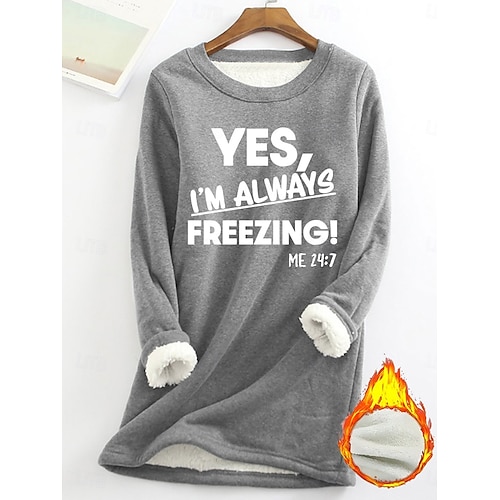  Dames Trui-sweatshirt Grafisch Brief Warm Casual Wazig Lange mouw Strakke ronde hals Ronde hals Normale tops Straat Casual Zwart Geel Blozend Roze Donker Roze Rood Lente Herfst Winter