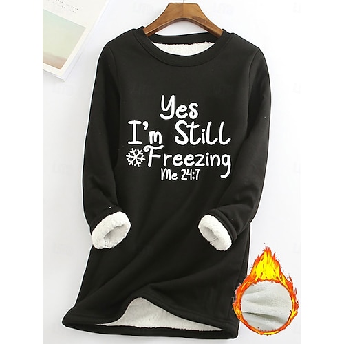  Per donna Felpa Pullover Grafico Caldo Casual Morbido Manica Lunga Girocollo Top Regolari Streetwear Casuale Nero Giallo Rosa Rosa scuro Rosso Primavera Autunno Inverno