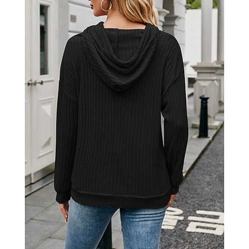 Dame Pullover hettegenser-genser عادي Gatemote Fritid Langermet Med hette Vanlige topper Gate Ferie Lomme Svart Rosa Blå Grønn Beige Høst Vinter