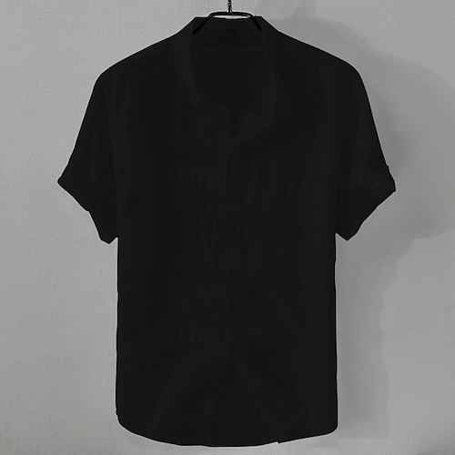  Homme Chemise Chemise en lin Chemise Décontractée Chemise en coton Uni Vacances Rue Noir Blanche Rose Claire Bleu Manche Courte Col Rabattu Été Vêtement Tenue Boutonné