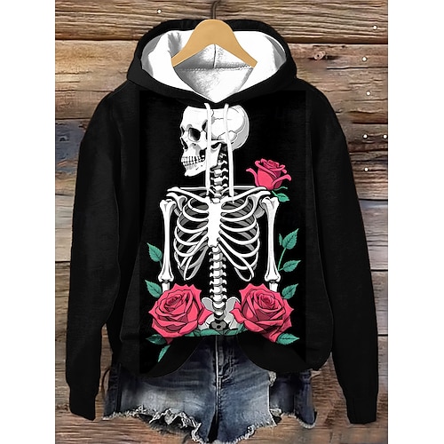 Hanorac pentru femei Pullover Sweatshirt Oversized cu mânecă lungă Casual Grafic Dovleac Modă Print cu glugă Tricouri Regulate Street Dailywear Print cu șnur Negru Galben Roșu Portocaliu Khaki Toamnă