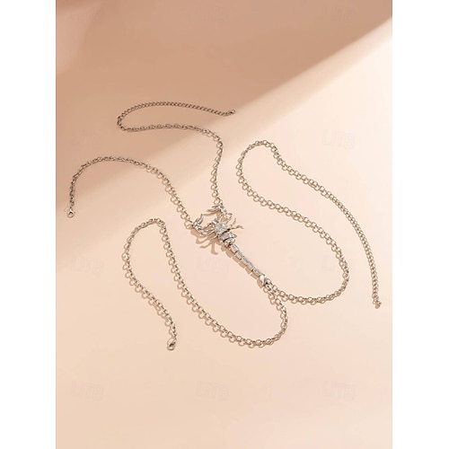  Halloween-schorpioenketting met strass-steentjes voor dames, stoere punkstijl, perfect voor feestoutfits en gewaagde kostuums