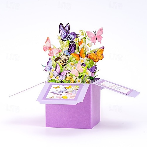 1 carte pop-up joyeux anniversaire avec carte de notes et enveloppe meilleure maman de tous les temps carte de vœux 3D fleurs papillons carte pop-up boîte meilleur cadeau