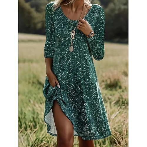  Pentru femei Rochie Mini Rochii Tricou Rochie de Vară Rochie A line Casual Boho Zilnic Concediu Dată Fit regulat Floral Grafic Manșon Lung Stil Nautic Verde Deschis Roz Îmbujorat Roșu Vin Roșu-aprins