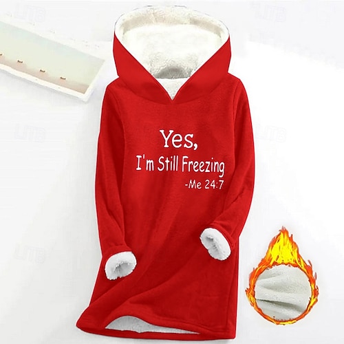  Sudadera con capucha para mujer, jersey con letras sherpa, estampado deportivo informal, cálida, suave y cómoda, sudadera con capucha de manga larga, top microelástico para otoño&Tejido suave,