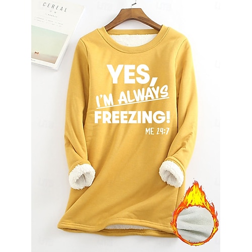 Dames Trui-sweatshirt Grafisch Brief Warm Casual Wazig Lange mouw Strakke ronde hals Ronde hals Normale tops Straat Casual Zwart Geel Blozend Roze Donker Roze Rood Lente Herfst Winter