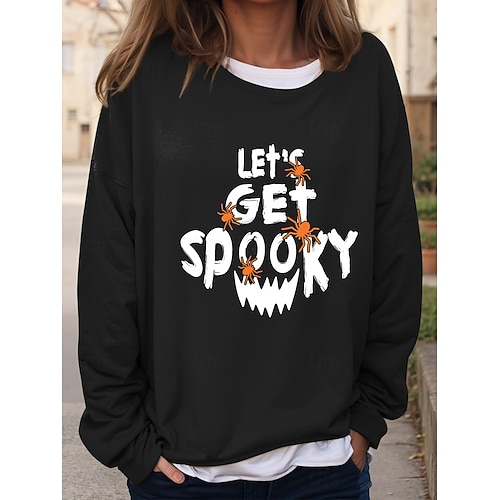 Sweat-shirts d'Halloween pour femmes, graphiques, décontractés, manches longues, col ras du cou, hauts réguliers, imprimés décontractés, noir, bleu, orange, vert, kaki, automne et hiver