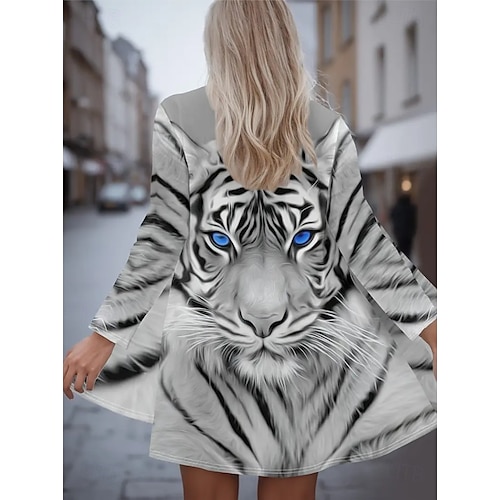  Női Ballonkabát Könnyű Kényelmes Nyomtatott Szüret Divat Alkalmi Állat Hétköznapi Szokványos Gallér nélküli Normál Hosszú ujj Felsőruházat Ezüst Sárga Barna Tavasz Ősz