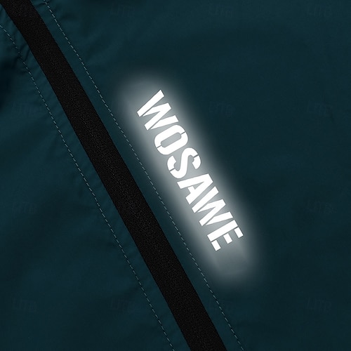  WOSAWE Men's Cycling Jacket Windbreaker Waterproof Rain Jacket Reflective Running Jackets Bike Hooded Packable Raincoat Top Lightweight Breathable Ultraviolet Resistant Fluorescent Mountain Bike Golf