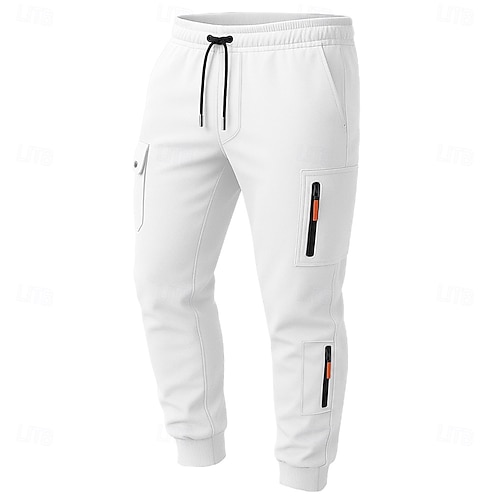  Men's Tactics Sweatpants Joggers Trousers Drawstring Pocket Elastic Waist Plain Comfort Sports Outdoor Daily Fashion Casual Black White Micro-elastic