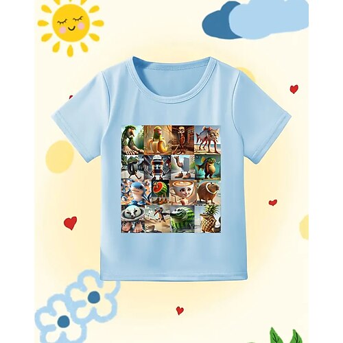 T-shirt grafica divertente con scritta Italian Brainrot per ragazzi - t-shirt elasticizzata leggera con tessuto elasticizzato leggero per bambini dai 