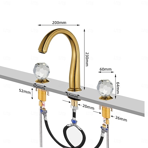  Robinet de lavabo - Classique / Séparé Électroplaqué Diffusion large Deux poignées trois trousBath Taps