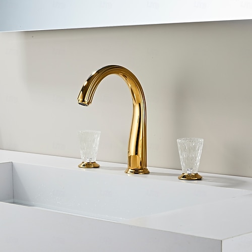  Robinet de lavabo - Classique / Séparé Électroplaqué Diffusion large Deux poignées trois trousBath Taps