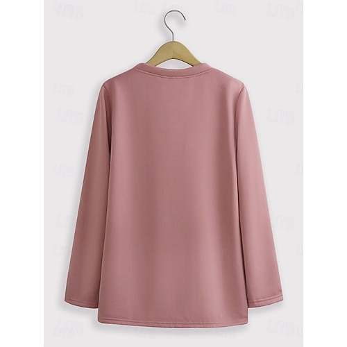  Damen Pullover Sweatshirt Buchstabe Lässig Komfort Langarm Rundhalsausschnitt Rundhals Normale Oberteile Straße Alltagskleidung Druck Schwarz Gelb Rosa Rote Blau Herbst Winter
