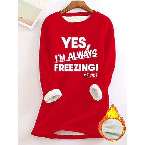  Dames Trui-sweatshirt Grafisch Brief Warm Casual Wazig Lange mouw Strakke ronde hals Ronde hals Normale tops Straat Casual Zwart Geel Blozend Roze Donker Roze Rood Lente Herfst Winter