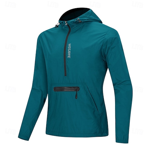  WOSAWE Men's Cycling Jacket Windbreaker Waterproof Rain Jacket Reflective Running Jackets Bike Hooded Packable Raincoat Top Lightweight Breathable Ultraviolet Resistant Fluorescent Mountain Bike Golf