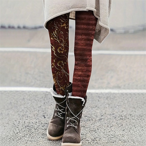  Per donna Pantaloni Leggings Streetwear Casual Lunghezza intera Vita Alta Floreale A righe Elastico in vita Stampato Traspirabilità Confortevole Elasticizzato Vacanza Streetwear Abbigliamento