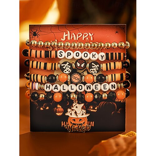 Braccialetto con ciondolo di Halloween: braccialetto elastico con perline a forma di zucca di Halloween - Italia
